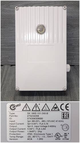 180e-151-340-b Nord 275234358 Sk 180e-151-340-b. 2hp Motor Mounted Drive 180e-151-340-b Nord 275234358 Sk 180e-151-340-b. 2hp Motor Mounted Drive
