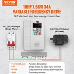 Vevor Vfd 7.5KW, 10HP Variable Frequency Drive For 3-PHASE Motor Speed Control. Fixed Price $241.07.
